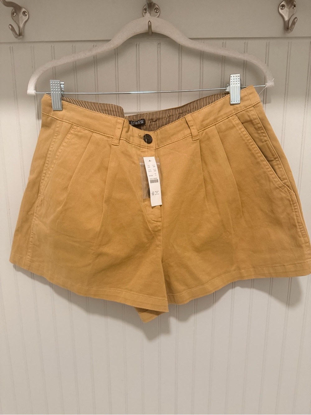J. Crew Pleated High-Rise Bermuda Shorts - Khaki - Picture 4 of 6